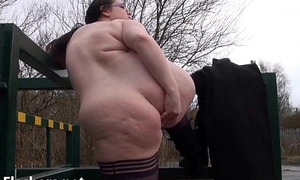 Fat layman flashing and bbw public masturbation of fat stunt man Emma ou
