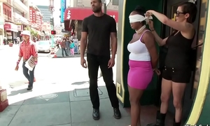 Busty blindfolded ebony public fucked