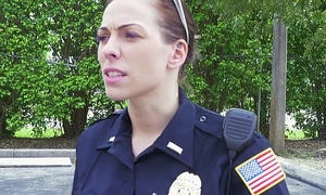 Female cops pull over ebony suspect and suck his horseshit